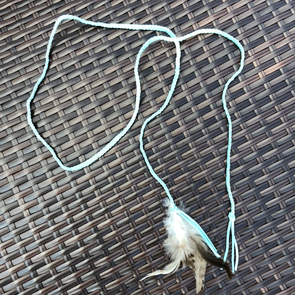 Suede cord with plumes feathers